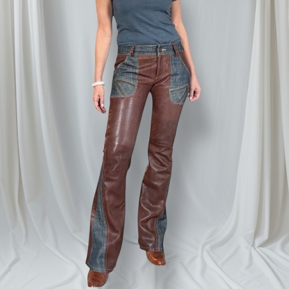 Elements By Vakko Leather and Denim Pants - Picture 1 of 15